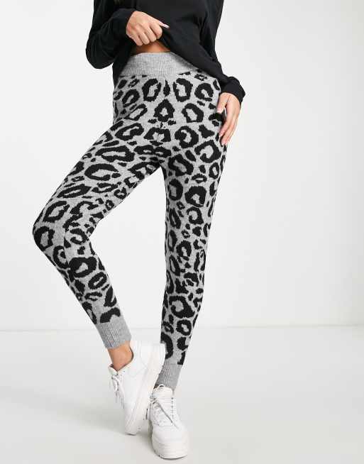 Urban Bliss leopard printed trackies in grey (part of a set)