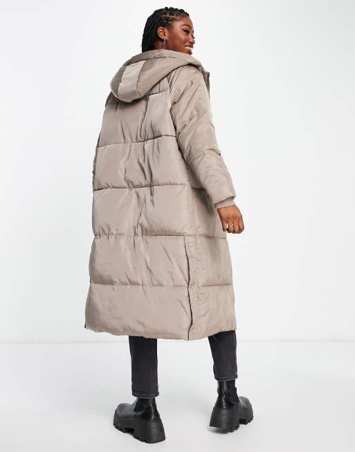 Mink Long Hooded Puffer Gilet