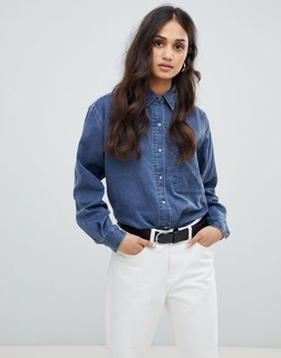 Urban Bliss –Marinblå skjorta i manchestertyg