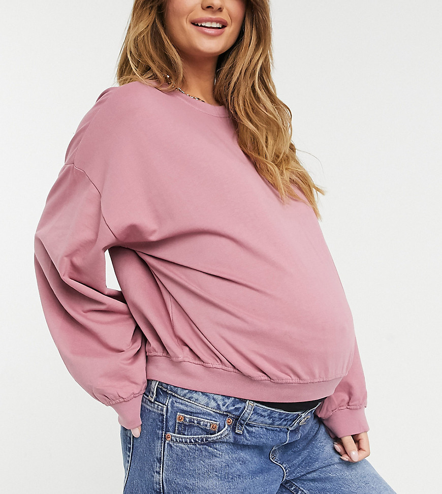 Urban Bliss Maternity balloon sleeve sweatshirt in pink