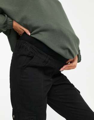 black cargo maternity pants