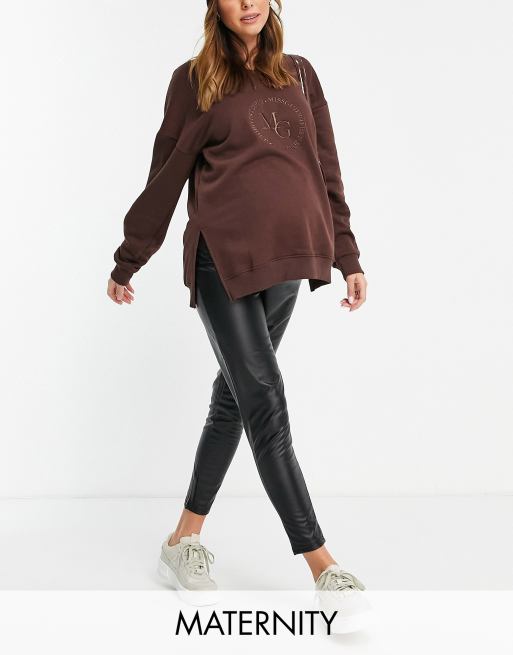 Urban Bliss Maternity – Czarne legginsy z imitacji skóry