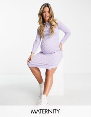 Urban Bliss Maternity heart print midi dress in lilac