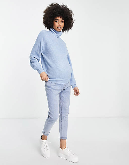 Jumpers & Cardigans Urban Bliss Maternity high neck jumper in ice blue 