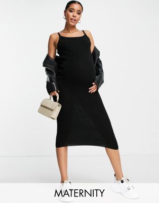 Urban Bliss Maternity knitted rib cami dress co ord in black