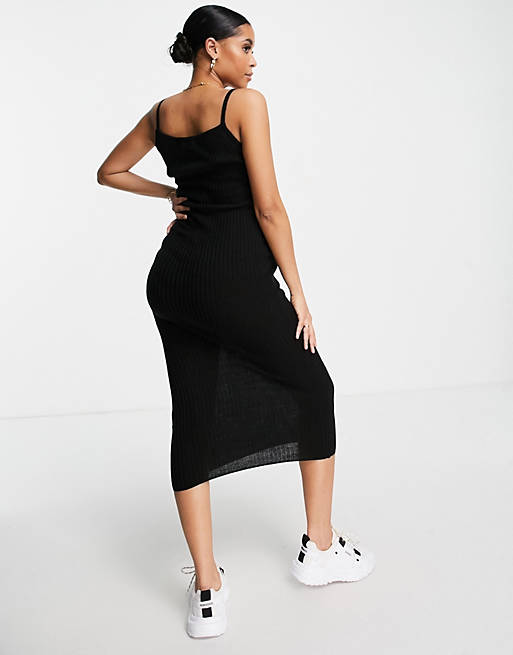  Urban Bliss Maternity knitted rib cami dress co ord in black 