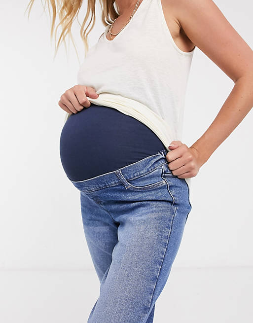 Women Urban Bliss Maternity mom jeans in dark wash 