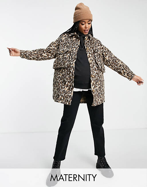  Urban Bliss Maternity oversized jacket in leopard print 