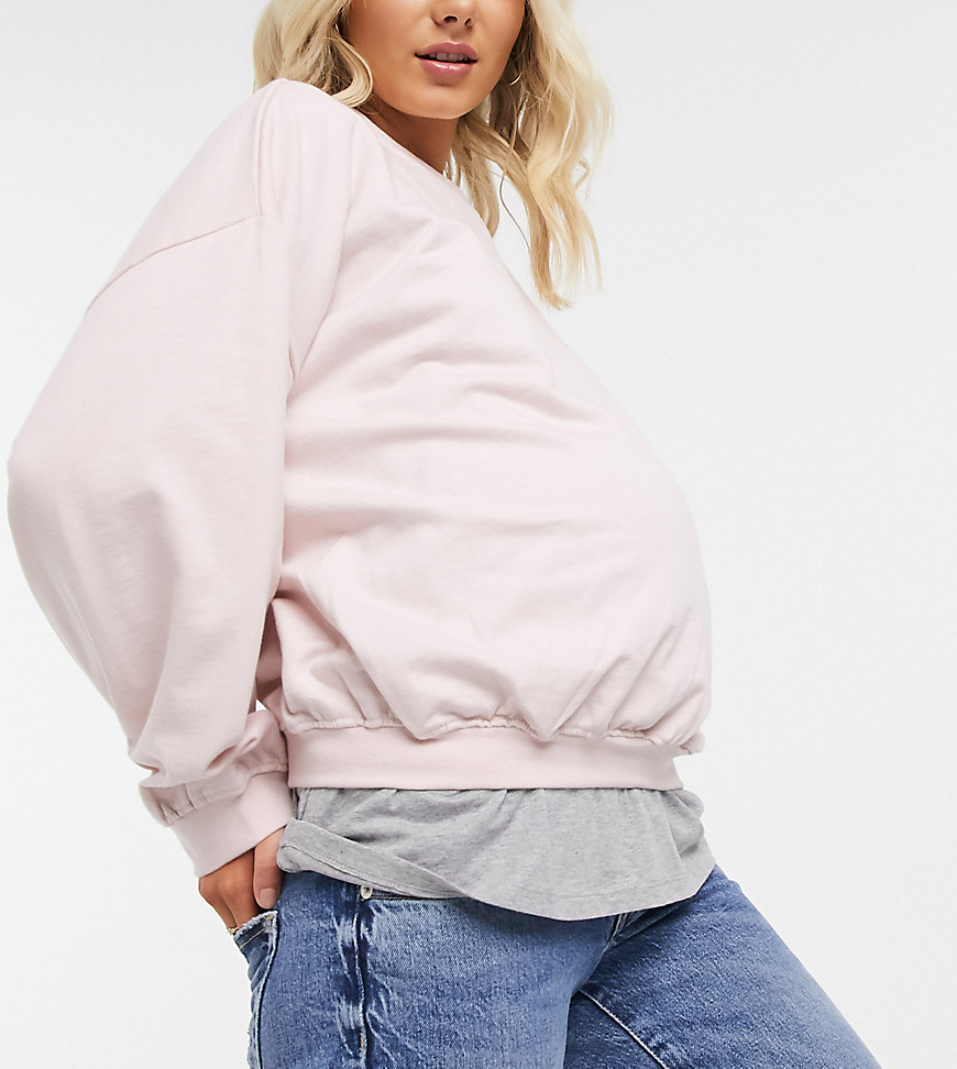 Urban Bliss Maternity - Pink sweatshirt med ballonærmer