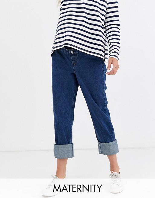 Urban Bliss Maternity relaxed straight leg jeans with deep turn-up