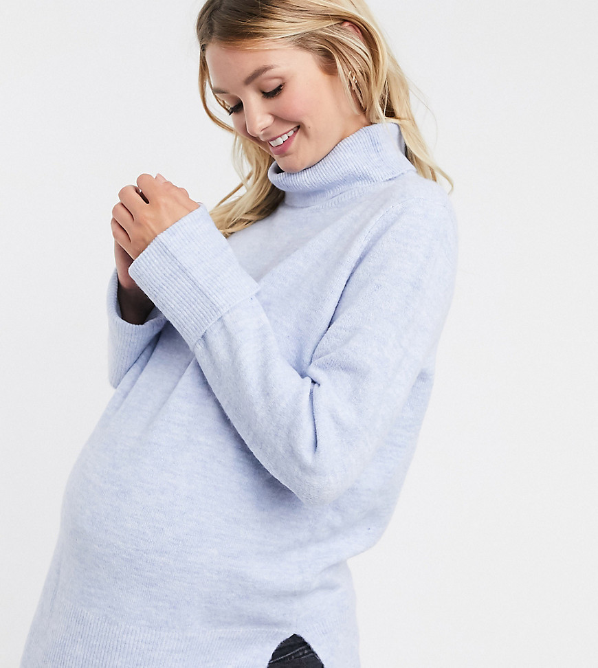 Urban Bliss Maternity roll neck knitted jumper in light blue