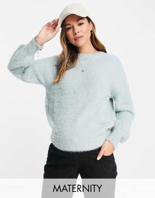 Urban Bliss – Maternity – Salviagrön fluffigt stickad tröja