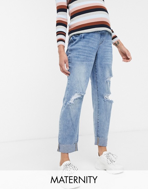 Urban Bliss Maternity straight leg jeans with rips