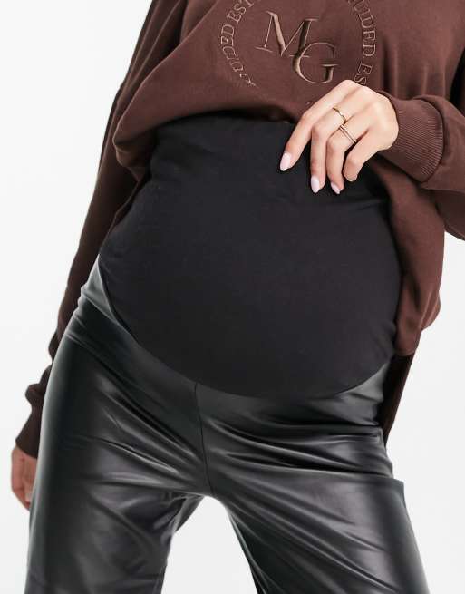 Urban Bliss Maternity – Svarta leggings i läderimitation, 4 av 4