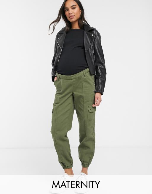 Maternity Khaki Elasticated Pocket Cargo Pants