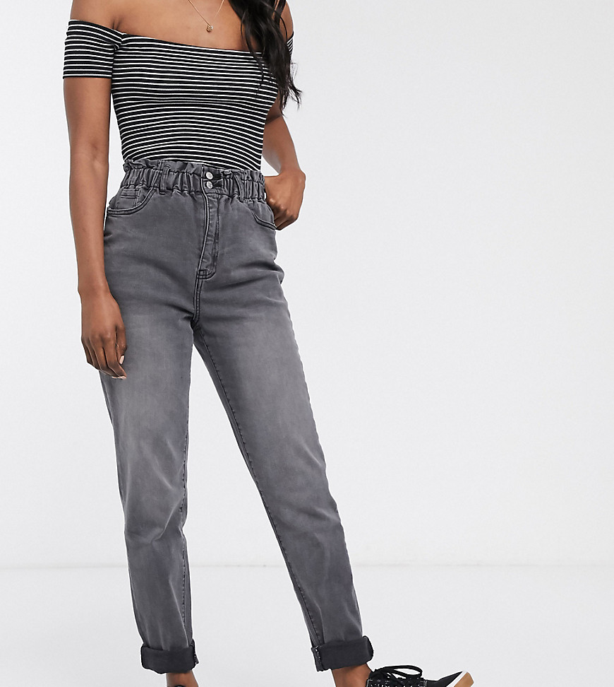 Urban Bliss - Mom jeans met taille met plooirand-Zwart