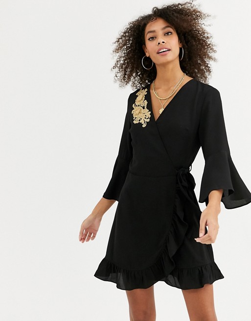 Urban Bliss nicole wrap dress with embroidered detail
