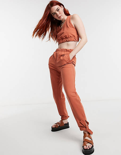 Urban Bliss - Orange joggingbukser med bindebånd i buksekanterne - Del af sæt