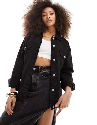 oversized denim jacket in washed black