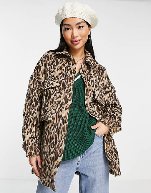 Urban Bliss oversized jacket in leopard