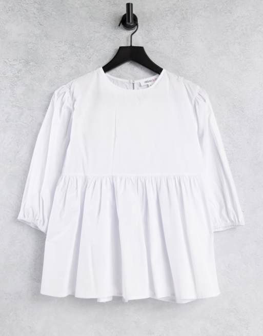Urban Bliss - Oversized smock-top i hvid