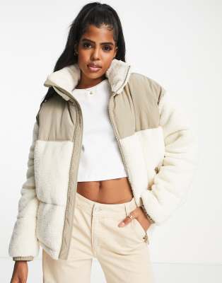 Urban Bliss padded fleece jacket in cream