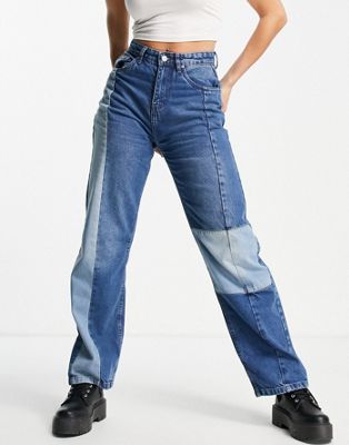 Urban Bliss patched 90's jean in blue