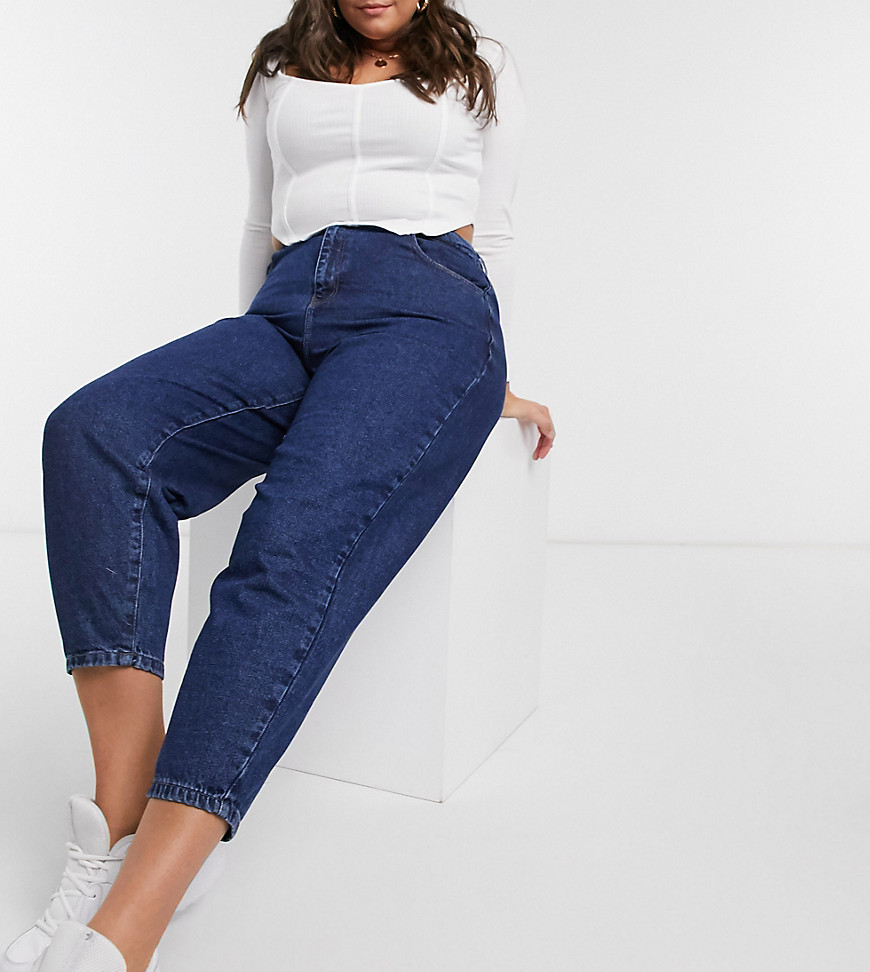 Urban Bliss Plus - Ballonvormige jeans met donkere wassing-Marineblauw