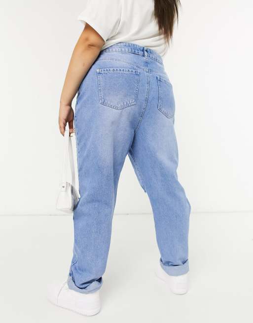 Urban Bliss Plus - Boyfriend jeans met scheuren in mid wash blauw, 2 van 4
