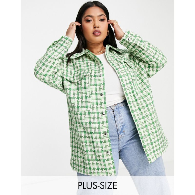 Urban Bliss Plus - Camicia giacca verde a quadri