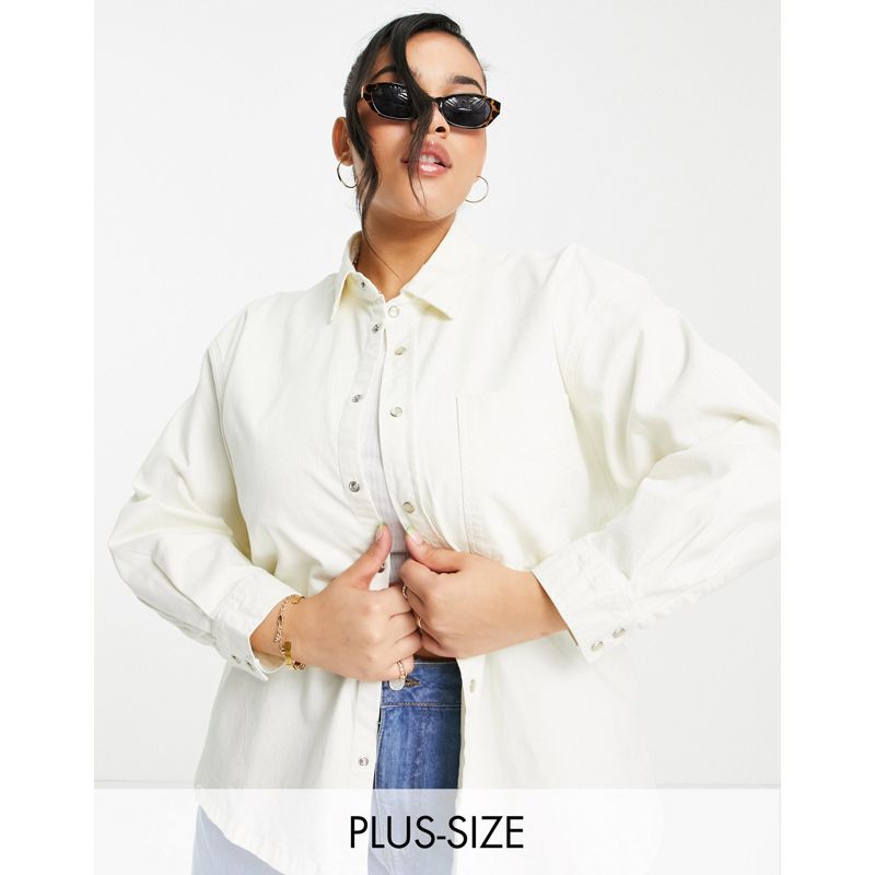 Urban Bliss Plus - Camicia oversize di jeans écru