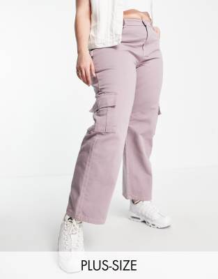 Urban Bliss Plus carpenter 90's baggy trousers in mauve - ASOS Price Checker