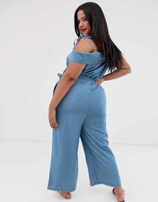 chambray wide leg jumpsuit