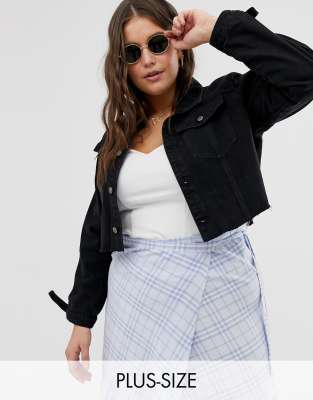 black cropped denim jacket plus size