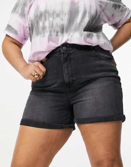 Urban Bliss Plus – Czarne jeansowe szorty z wysokim stanem, 3 z 4