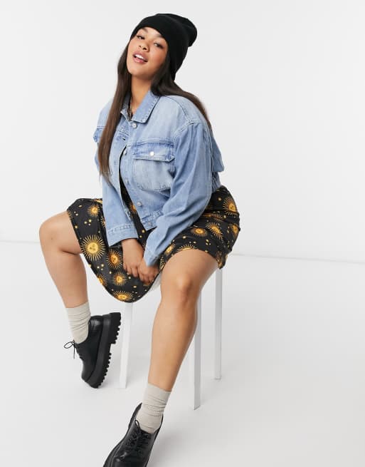Urban Bliss Plus - Denim jack met elastische taille in gemiddelde blauwe wassing, 4 van 4