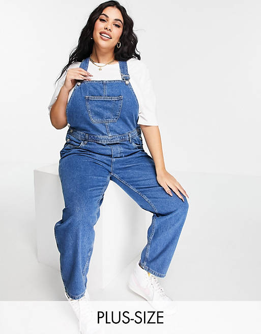 Urban Bliss Plus dungarees in mid wash