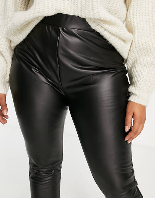 Women Urban Bliss Plus faux leather legging in black 