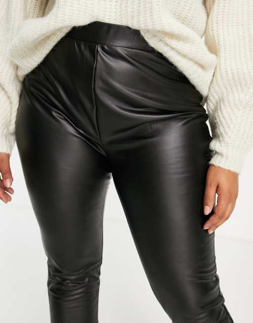 Urban Bliss Plus faux leather leggings in black ASOS