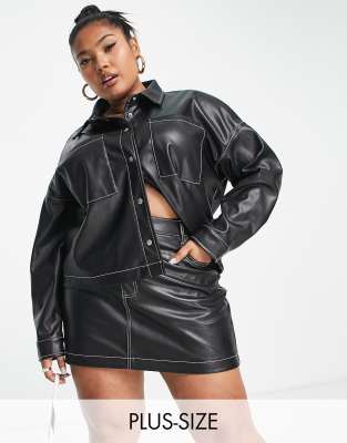 Tops by Urban Bliss Part of a co-ord set Skirt sold separately Spread collar Press-stud placket Chest pockets Drop shoulders Regular fit