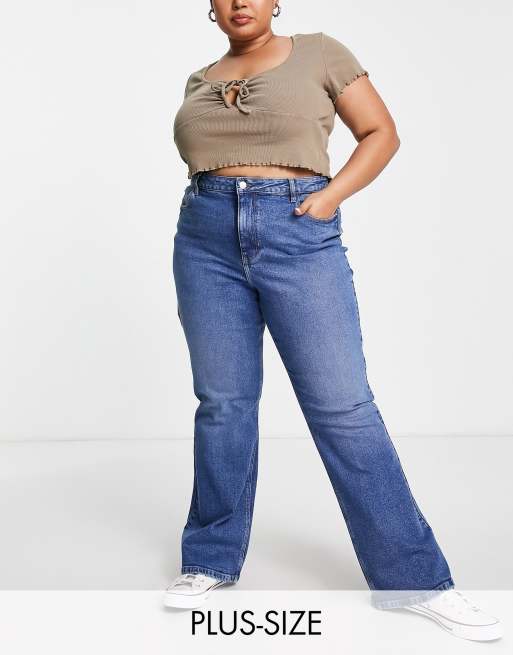 Plus blue high waist flare jeans