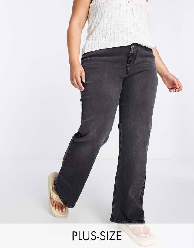 Urban Bliss Plus flared jeans in washed black