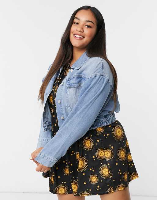 Urban Bliss Plus - Giacca di jeans con girovita elasticizzato lavaggio blu medio, 3 di 4