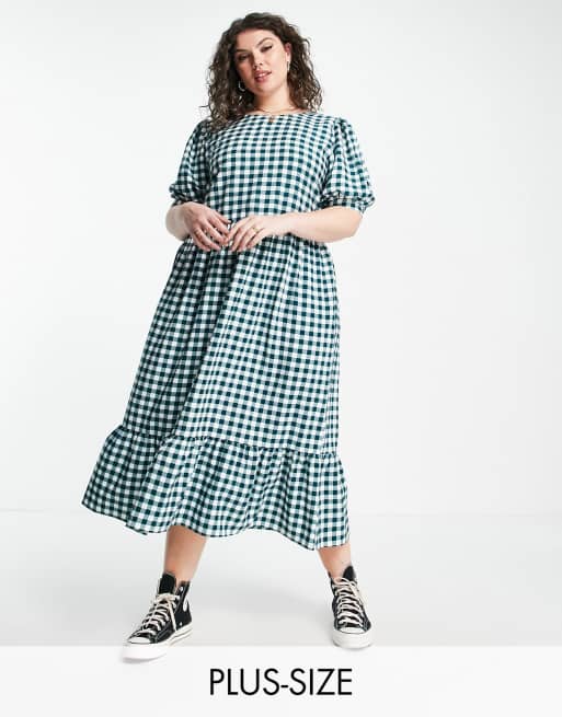 Urban Bliss Plus – Hängerkleid in Grün kariert