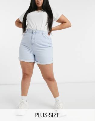 Urban Bliss Plus Plus High Waisted Denim Shorts In Light Wash-blues