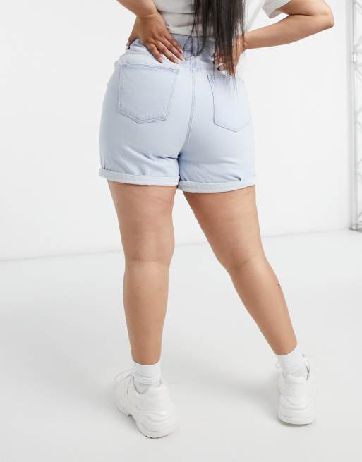 Urban Bliss Plus High Waisted Denim Shorts In Light Wash Asos