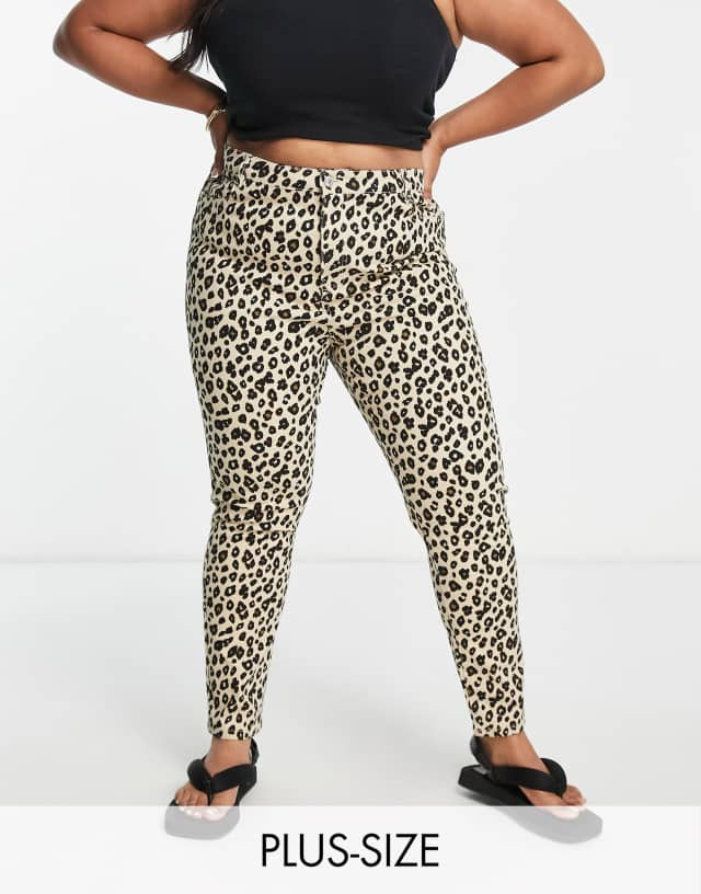 Urban Bliss Plus leopard print jeans in multi