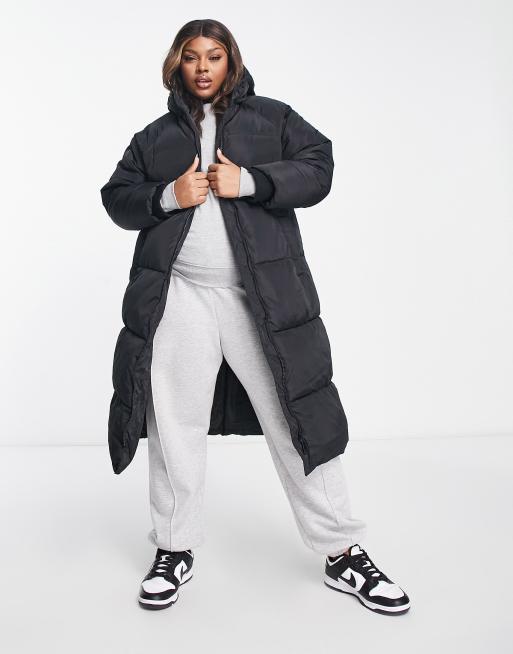 Urban Bliss Plus long puffer coat in black, ASOS