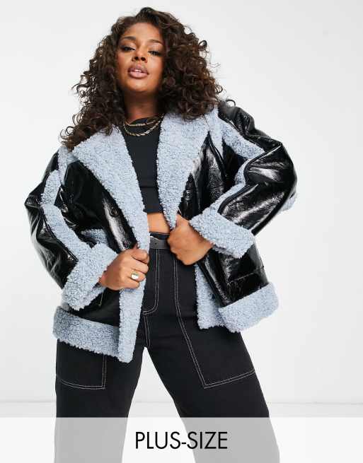 Urban Bliss Plus - Manteau en similicuir contrecollé - Noir