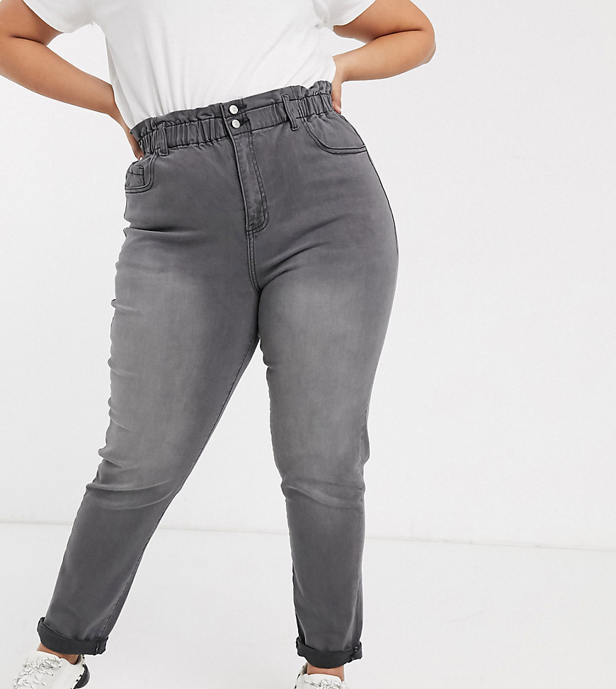 Urban Bliss Plus - Mom jeans met geplooide taille-Zwart